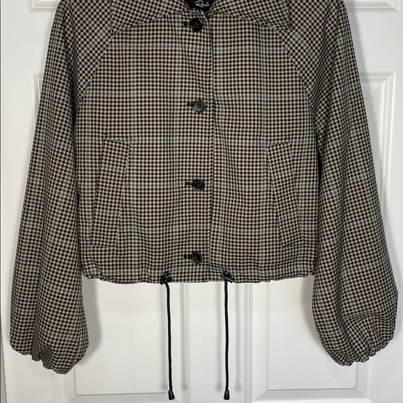 Rails North Jacket Size XXS Teal Multi Check Cropped Twill Button Up Pockets Tan - Picture 13 of 17